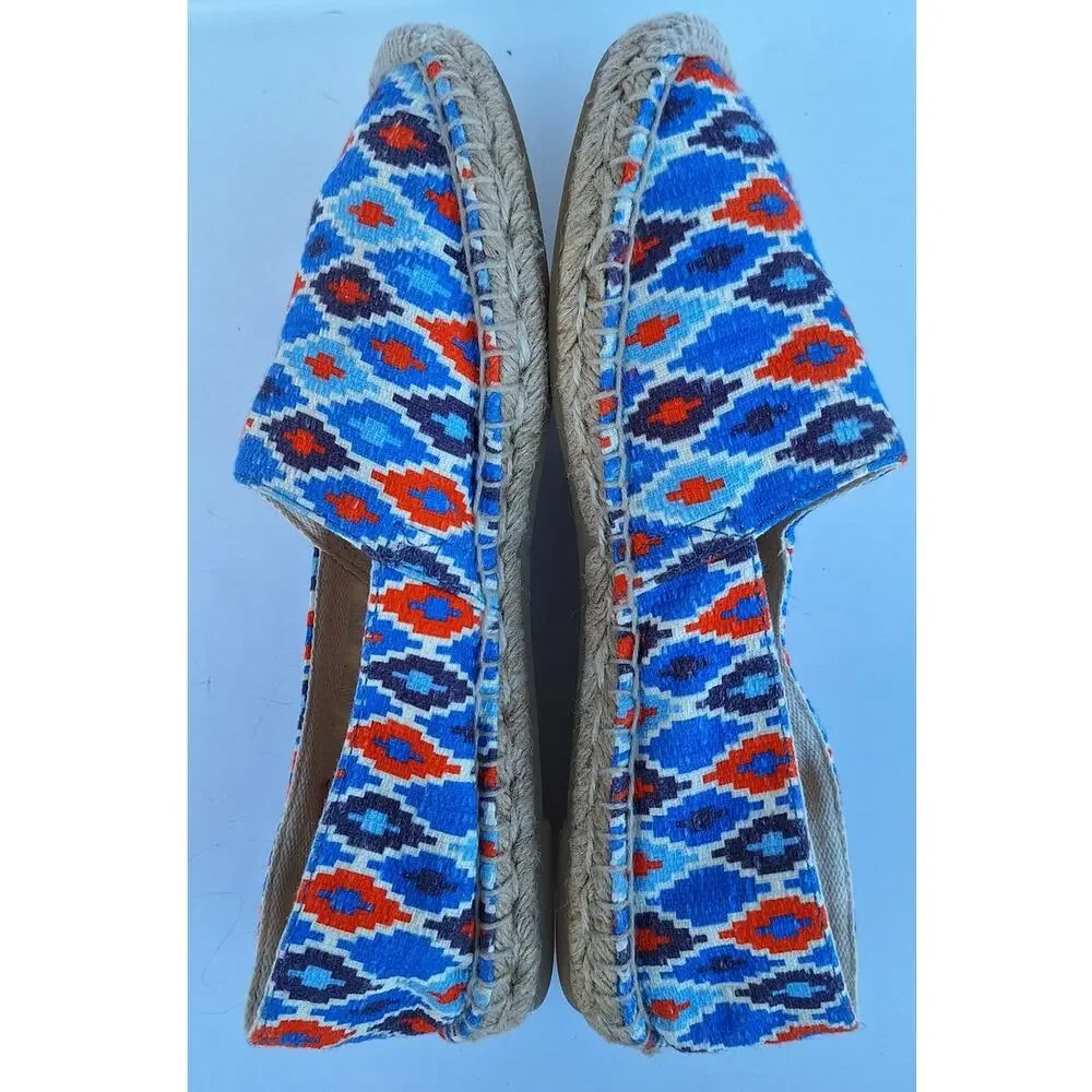 J. Crew made in Spain Cotton Canvas Flat Espadrilles Comfort Beach Shoes Blue 8